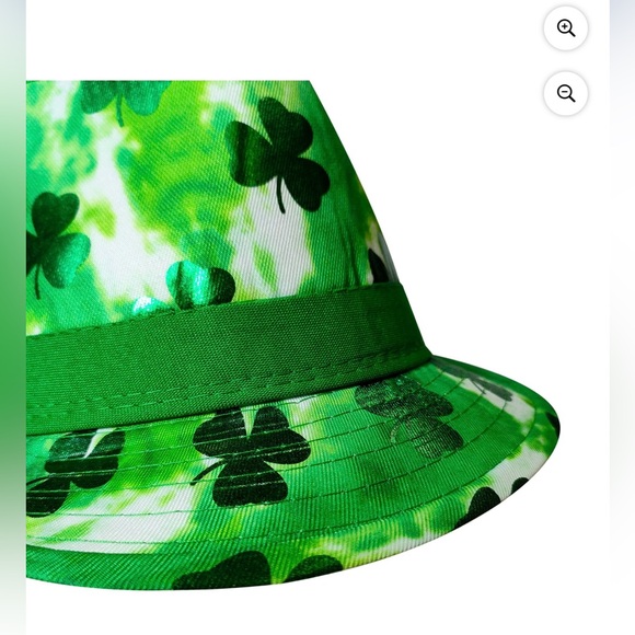 Green & White Tie Dye with Shimmery Green Shamrock Hat for Costume Dress Up! - Picture 2 of 5